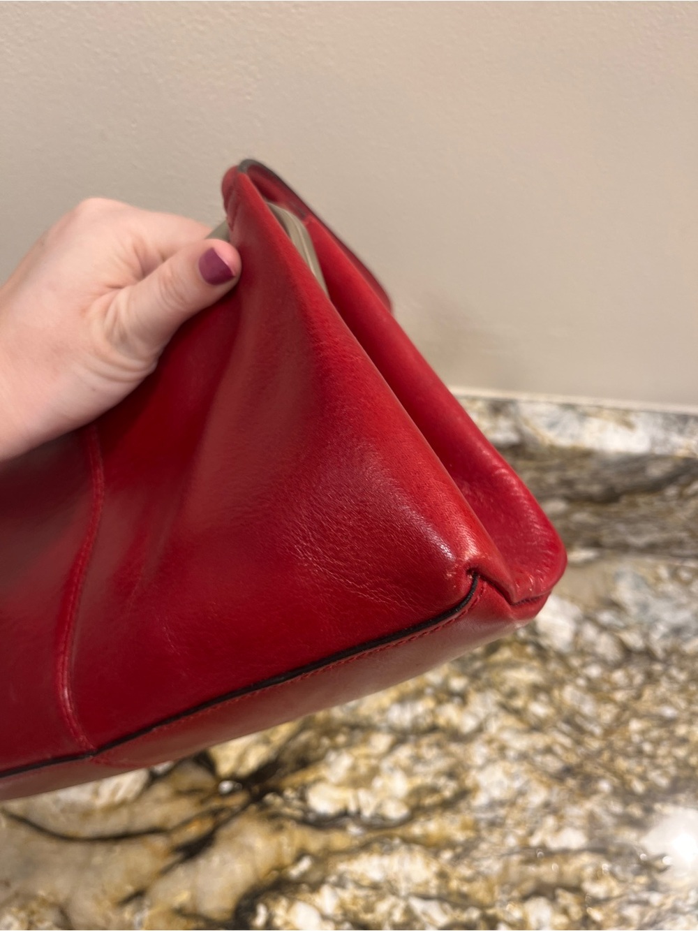 Vintage Pelle Studio Wilsons Leather Red Leather kiss-lock shoulder bag - Picture 11 of 12